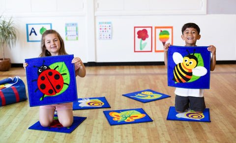 Back To Nature™ Mini Bug 14 Placement Carpets with holdall-Classroom Packs, Kit For Kids, Mats, Mats & Rugs, Nature Sensory Room, Rugs, Sit Mats, Square, Wellbeing Furniture, World & Nature-BN2147-Learning SPACE