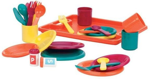 Battat Dinner Party for Four-Baby & Toddler Gifts,Battat Toys,Gifts For 3-5 Years Old,Imaginative Play,Kitchens & Shops & School,Play Kitchen Accessories,Pretend play,Stock-Learning SPACE