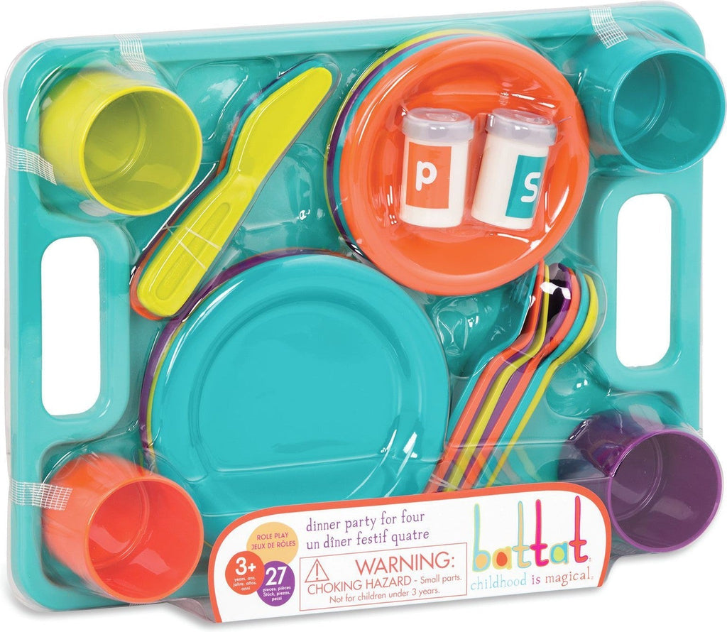 Battat Dinner Party for Four-Baby & Toddler Gifts,Battat Toys,Gifts For 3-5 Years Old,Imaginative Play,Kitchens & Shops & School,Play Kitchen Accessories,Pretend play,Stock-Learning SPACE