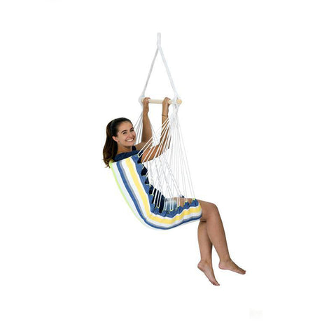 Belize Kolibri Hammock Chair-Hammock Chair-Blue, Cotton, Green, Hammock chair, Hanging Chair, Indoor, Single, Yellow-AZ-1013220-Learning SPACE