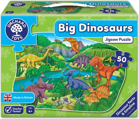 Big Dinosaur Jigsaw Puzzle 50 Pieces-13-99 Piece Jigsaw, AllSensory, Dinosaurs. Castles & Pirates, Down Syndrome, Early Years Sensory Play, Gifts for 5-7 Years Old, Imaginative Play, Orchard Toys, Primary Games & Toys, Stock, Strength & Co-Ordination-Learning SPACE