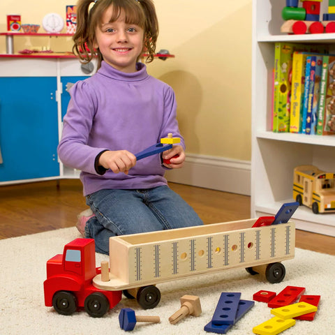 Big Rig Building Truck Wooden Play Set-Additional Need,Cars & Transport,Engineering & Construction,Farms & Construction,Fine Motor Skills,Helps With,Imaginative Play,Maths,Primary Maths,S.T.E.M,Shape & Space & Measure,Stacking Toys & Sorting Toys,Strength & Co-Ordination-Learning SPACE