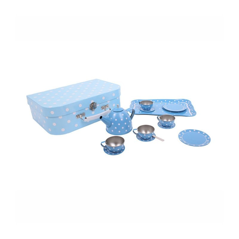 Blue Polka Dot Tin Tea Set, Learning SPACE