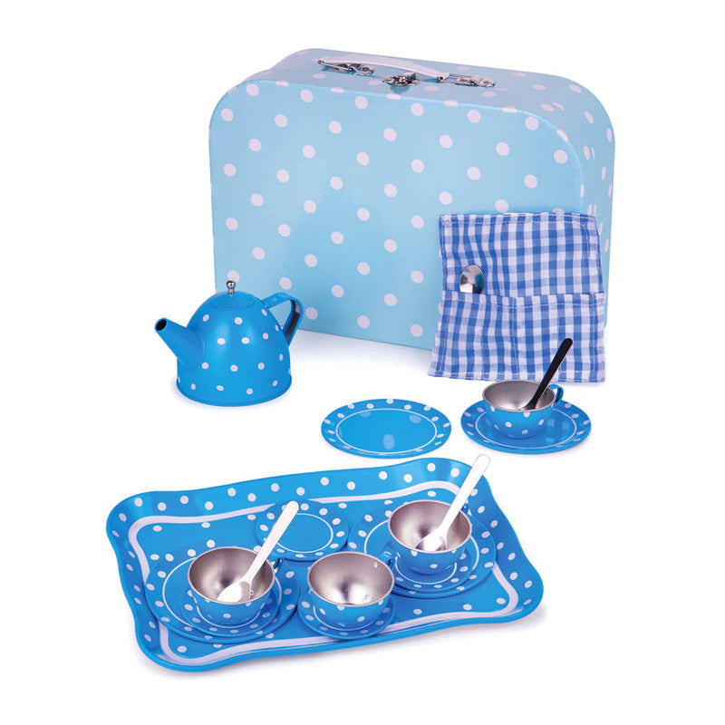 Blue Polka Dot Tin Tea Set, Learning SPACE