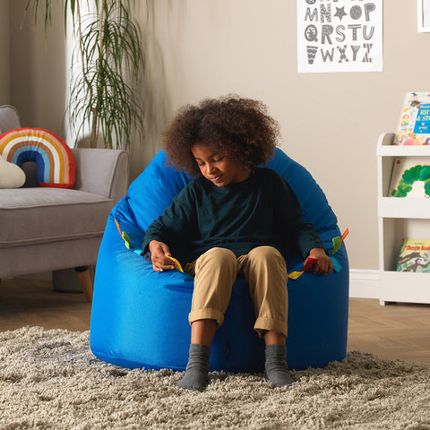 Blue Sensory Touch Tags Chair Bean Bag-Bean Bags,Bean Bags & Cushions,Dropship,Eden Learning Spaces,Nurture Room,Sensory Room Furniture,Stock,Wellbeing Furniture-Learning SPACE