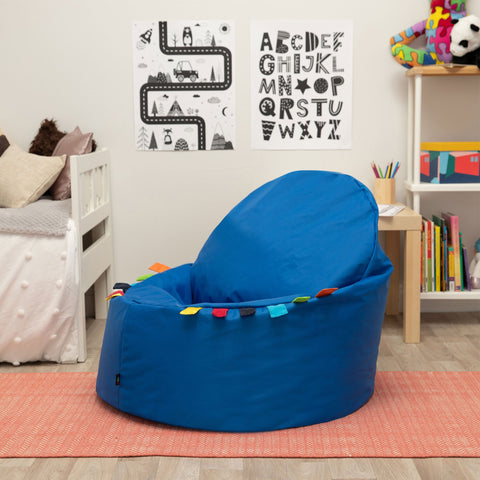 Blue Sensory Touch Tags Chair Bean Bag-Bean Bags,Bean Bags & Cushions,Dropship,Eden Learning Spaces,Nurture Room,Sensory Room Furniture,Stock,Wellbeing Furniture-Learning SPACE