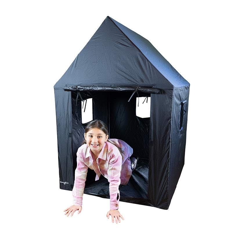 Bouncyband Indoor Framed Sensory Den House Shaped-Black-Out Dens, Nooks dens & Reading Areas, Play Dens, Playlearn, Reading Den, Sensory Dens, Wellbeing Furniture-SDMDBK-Learning SPACE