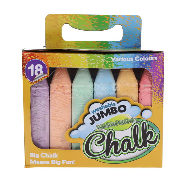 Box 18 Washable Jumbo Chalk - Various Colours, School & Educational Supplies Learning SPACE