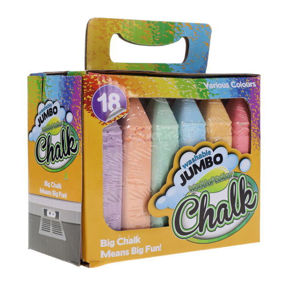 Box 18 Washable Jumbo Chalk - Various Colours, School & Educational Supplies Learning SPACE