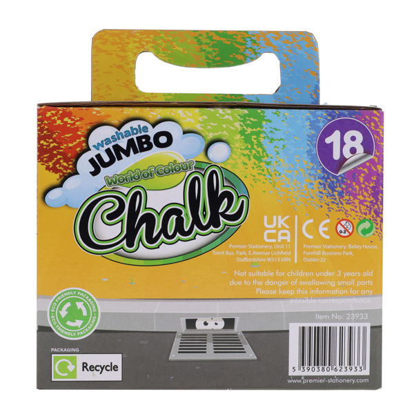 Box 18 Washable Jumbo Chalk - Various Colours, School & Educational Supplies Learning SPACE