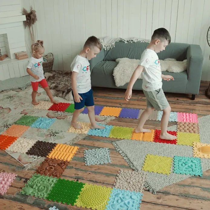 Brightly Coloured Sensory Puzzle Playmats (25cmx25cm) Set of 9, Learning SPACE