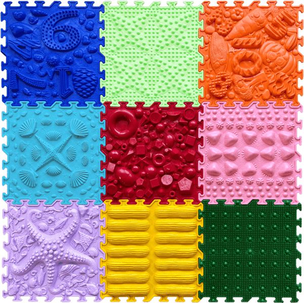Brightly Coloured Sensory Puzzle Playmats (25cmx25cm) Set of 9, Learning SPACE