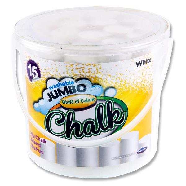 Bucket 15 Jumbo Sidewalk Chalk - White, Learning SPACE