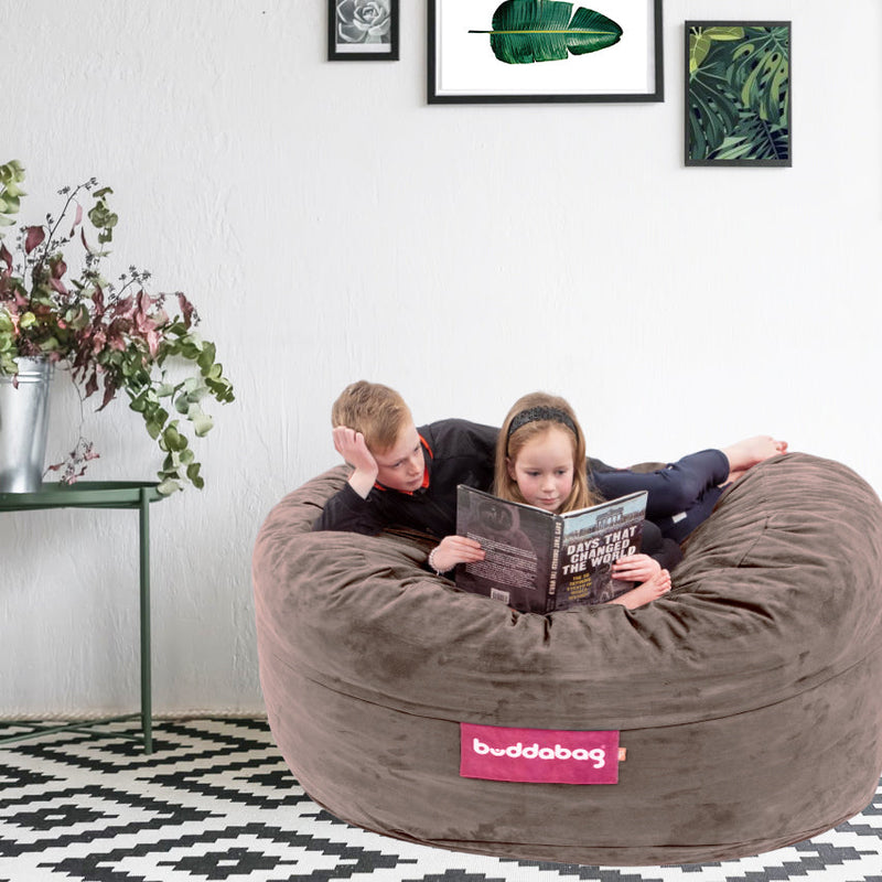 Buddabag Snuggle Memory Foam Bean Bag - Choice of Size, Midi Beige Cord Learning SPACE