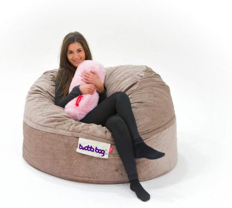 Buddabag Snuggle Memory Foam Bean Bag - Choice of Size, Mini Beige Cord Learning SPACE