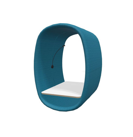 BuzziRing - Wall Mounted Acoustic Privacy Booth-bespoke, booth, Buzzi Space, Dividers, Library Furniture, Noise Reduction, Wellbeing Furniture-Hazy Blue - TRCS 9601-White Laminate-Learning SPACE