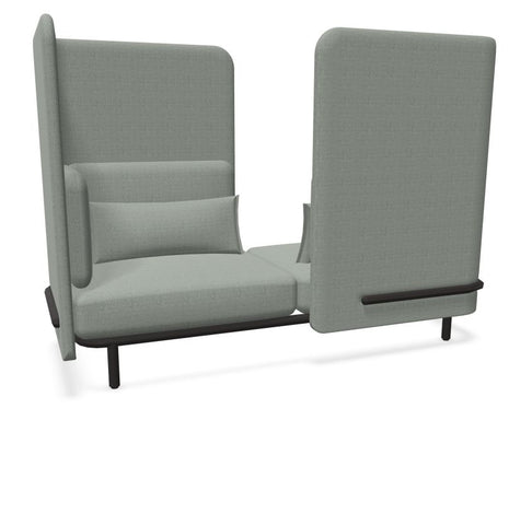 BuzziSpark Sound Reducing Sofa-Armchair, bespoke, booth, Buzzi Space, Full Size Seating, Noise Reduction, Padded Seating, Seating, Sofa, Wellbeing Furniture-Original AG102 - Left open (2 Person)-High-Hazy Grey - TRCS+ 9107-Learning SPACE