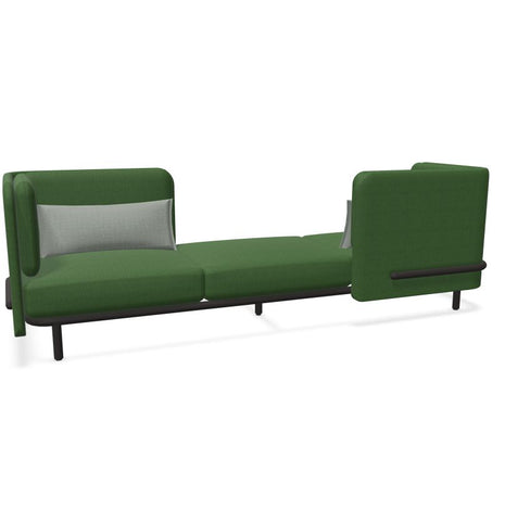 BuzziSpark Sound Reducing Sofa-Armchair, bespoke, booth, Buzzi Space, Full Size Seating, Noise Reduction, Padded Seating, Seating, Sofa, Wellbeing Furniture-Original AG103 - Left open (3 Person)-Low-Hazy Green - TRCS+ 9704-Learning SPACE