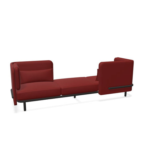 BuzziSpark Sound Reducing Sofa-Armchair, bespoke, booth, Buzzi Space, Full Size Seating, Noise Reduction, Padded Seating, Seating, Sofa, Wellbeing Furniture-Original AG103 - Left open (3 Person)-Low-Hazy Red - TRCS+ 9405-Learning SPACE