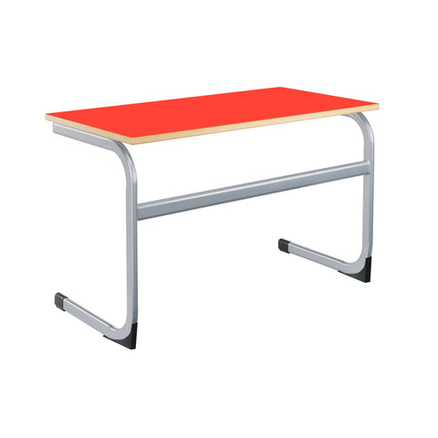 Cantilever Euro Tables: Double - 1200x600mm-Classroom Table, Metalliform, Rectangular, Table, Wellbeing Furniture-460mm (3-4 Years)-Red-Learning SPACE