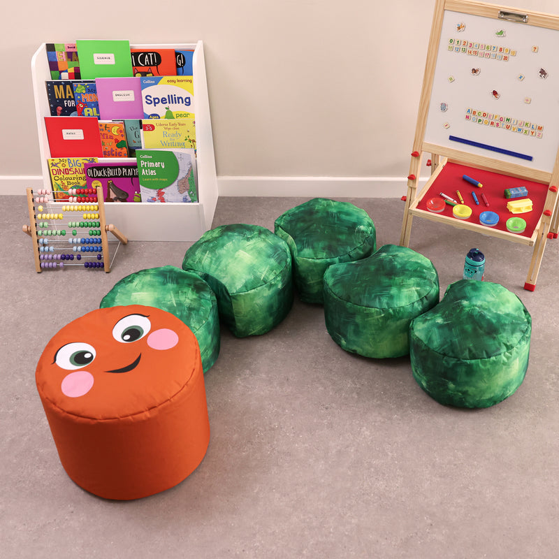Carrie the Caterpillar Bean Bag Stools (6 Stools) - Modular Seating, Learning SPACE