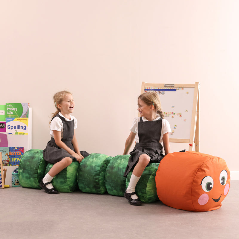 Carrie the Caterpillar Bean Bag Stools (6 Stools) - Modular Seating, Learning SPACE