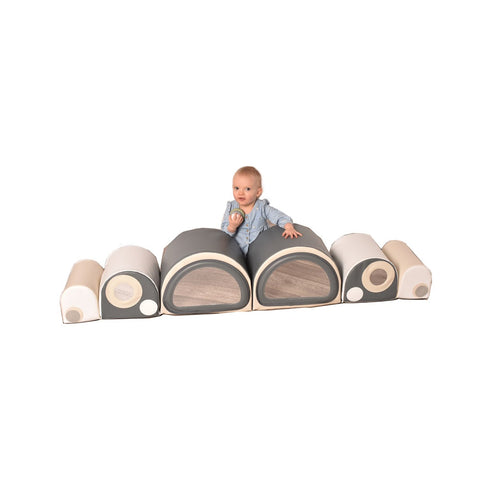 Caterpillar Mirror Bumps Soft Play Set, Grey Learning SPACE