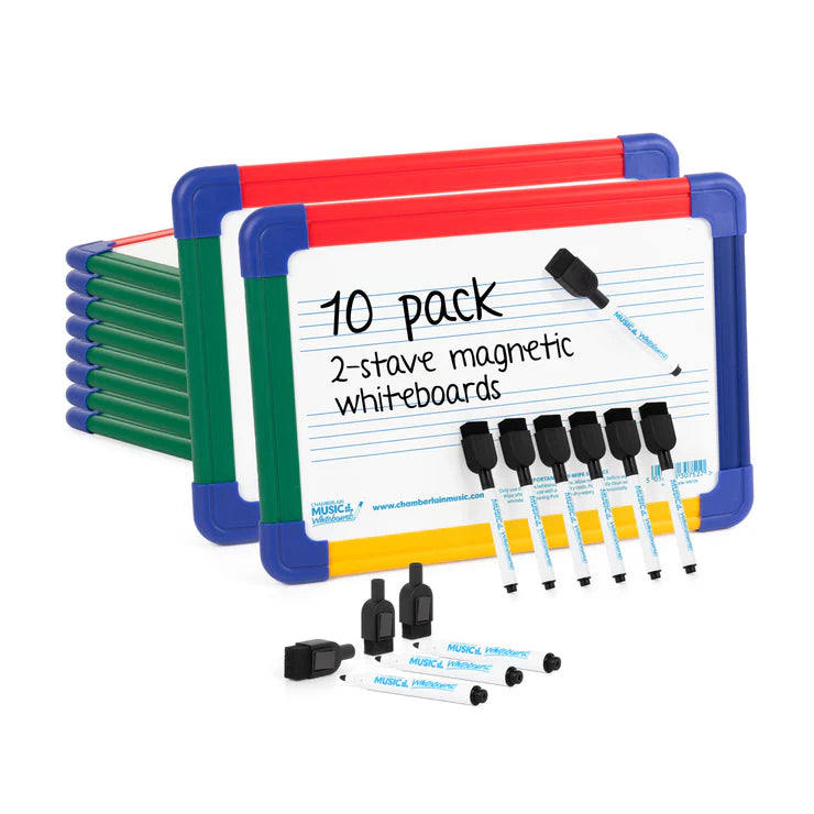 Chamberlain Music 2-Stave Magnetic Whiteboard with Colour Border, 10 pack Learning SPACE