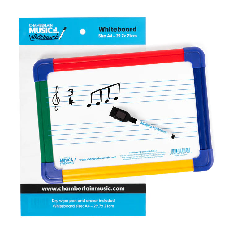 Chamberlain Music 2-Stave Magnetic Whiteboard with Colour Border, Learning SPACE