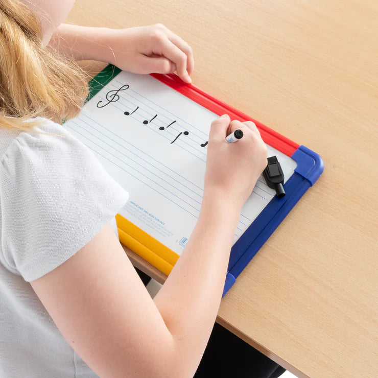 Chamberlain Music 2-Stave Magnetic Whiteboard with Colour Border, Learning SPACE