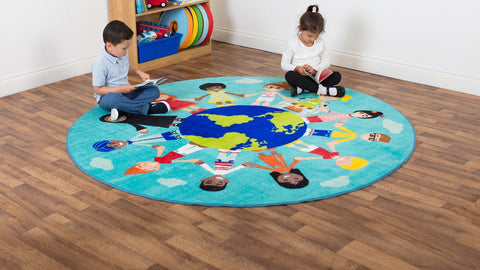 Children of the World™ 2m Carpet - Teal-Educational Carpet, Kit For Kids, Mats & Rugs, Multi-Colour, Round, Rugs, Wellbeing Furniture, World & Nature-Learning SPACE