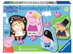Children’s Puzzle Peppa Pig 4 Shaped Jigsaw Puzzles-2-12 Piece Jigsaw,Fine Motor Skills,Games & Toys,Peppa Pig,Ravensburger Jigsaws-Learning SPACE