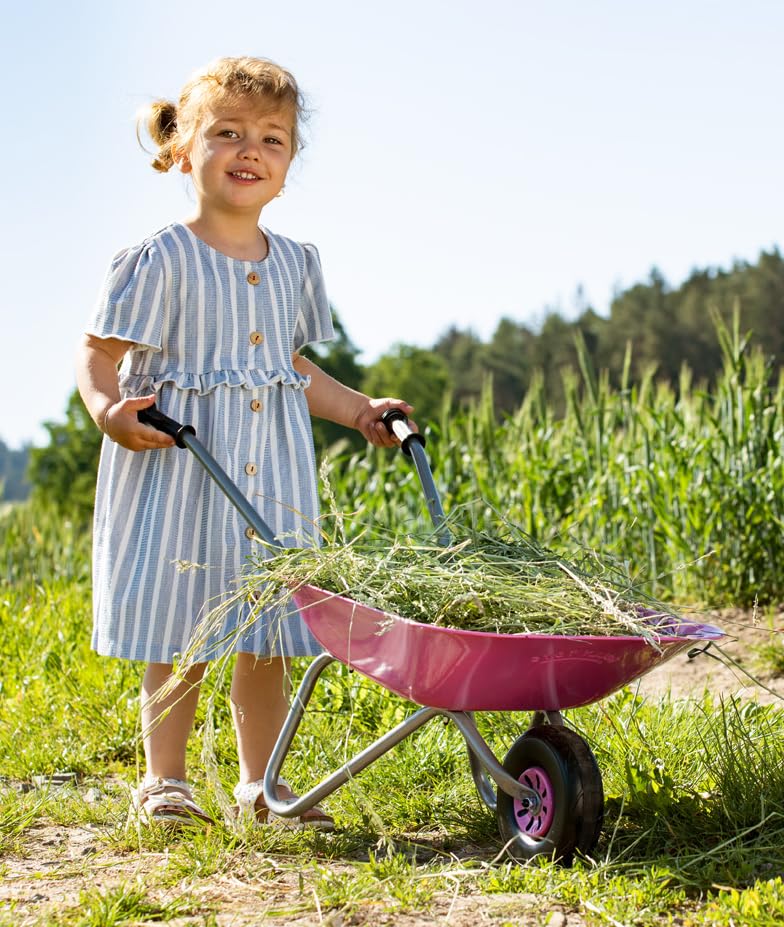 Child’s Metal Toy Wheelbarrow - Pink, Green or Blue, Learning SPACE