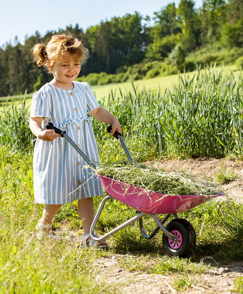 Child’s Metal Toy Wheelbarrow - Pink, Green or Blue, Learning SPACE