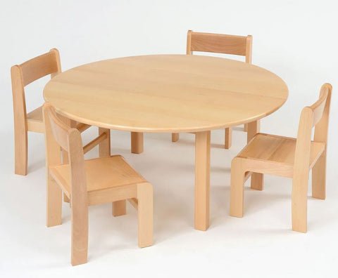 Circular Wooden Table and 4 Chairs-Beechwood,Children's Wooden Seating,Classroom Table,Cosy Direct,Round,Seating,Table,Toddler Seating,Wellbeing Furniture-Learning SPACE