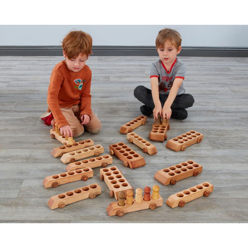 Class Pack Of Wooden Maths Vehicles (15Pk)-Classroom Packs, Cosy Direct, Maths, Small World-54118-Learning SPACE