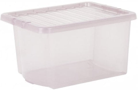 Clear 30L Plastic Storage Box with Lid-Stock,Storage,Storage Bins & Baskets,Wellbeing Furniture-Learning SPACE