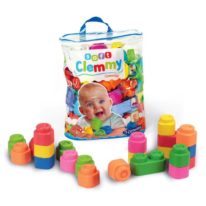 Clementoni Soft Bag – 48 Blocks-Baby Soft Toys,Baby Toys,Building Blocks,Clementoni,Games & Toys,Light Box Accessories-Learning SPACE