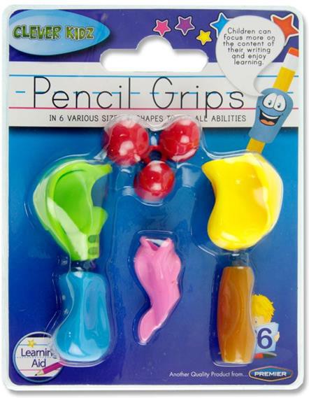 Clever Kids 6 Assorted Pencil Grips, Learning SPACE
