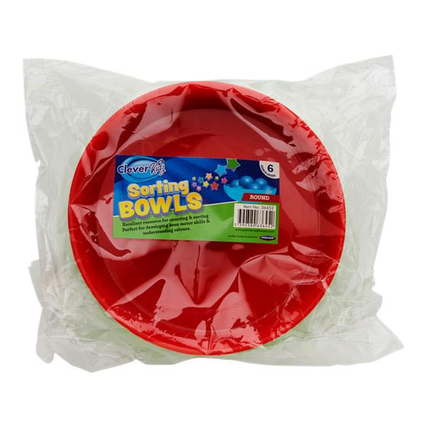Clever Kidz Pkt.6 Sorting Bowls Round - Asst Colours, Learning SPACE