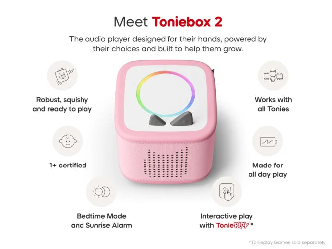 Cloud Pink Toniebox 2 – Screen-Free Audio Player, Learning SPACE