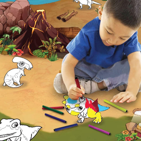 Colour & Wipe Dinosaur Playmat-Dinosaurs. Castles & Pirates,Drawing & Easels,Dropship,EDUK8,Imaginative Play,Playmat,Role Play-Learning SPACE