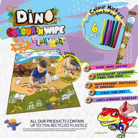 Colour & Wipe Dinosaur Playmat-Dinosaurs. Castles & Pirates,Drawing & Easels,Dropship,EDUK8,Imaginative Play,Playmat,Role Play-Learning SPACE