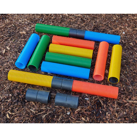 Coloured Pipes & Connectors (16Pk)-Cosy Direct, Engineering & Construction, Forest School & Outdoor Garden Equipment, Outdoor Play, Outdoor Sand & Water Play-54100-Learning SPACE