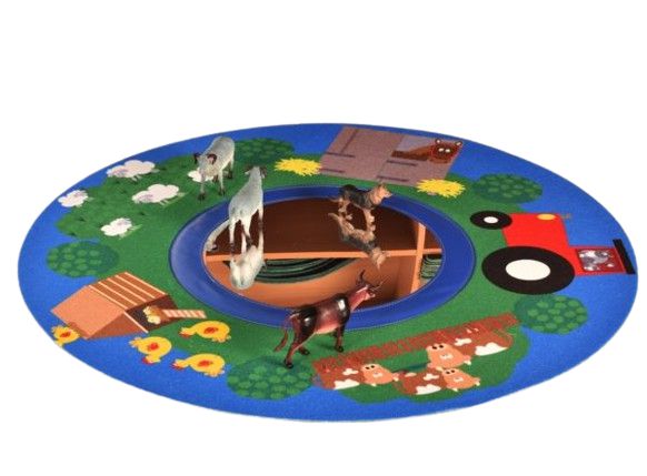Colourful Circle Toddler Mat with Mirror, At the Farm Learning SPACE