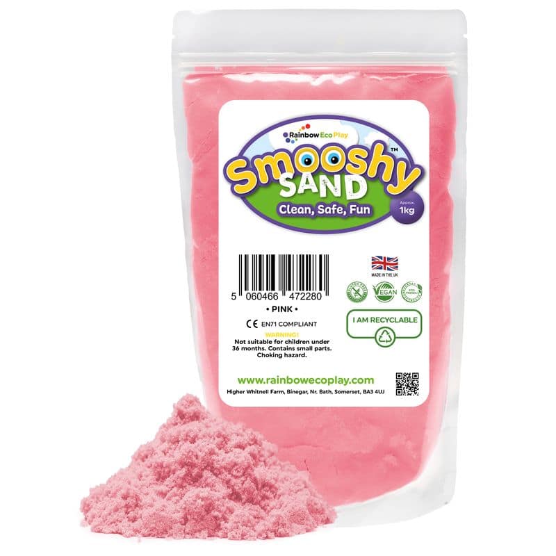 Colourful Smooshy Sand, 1Kg Pouch Pink Learning SPACE