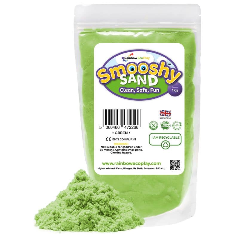Colourful Smooshy Sand, 1Kg Pouch Green Learning SPACE