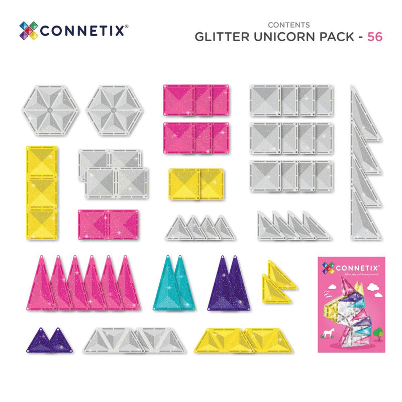 Connetix Glitter Unicorn Pack - 56, Learning SPACE
