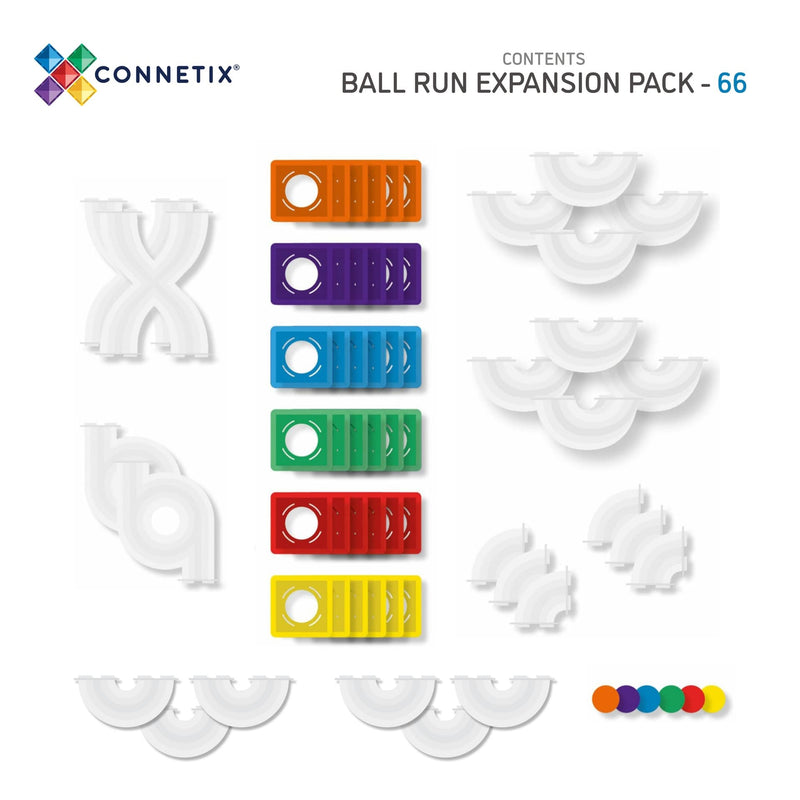 Connetix Rainbow Ball Run Expansion Pack – 66 Piece Set, Learning SPACE