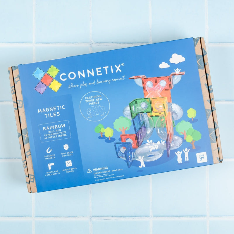 Connetix Rainbow Ball Run Expansion Pack – 66 Piece Set, Learning SPACE